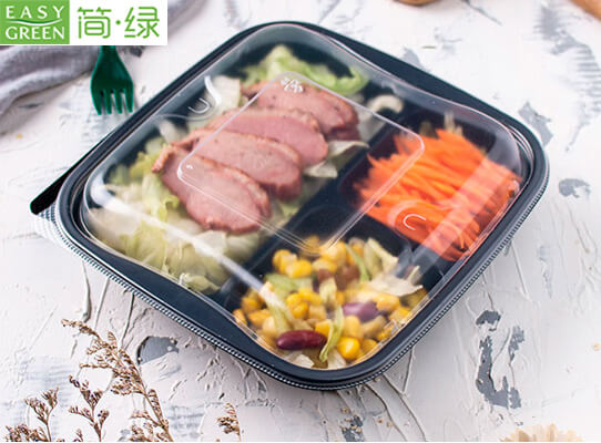 black container with lid for food