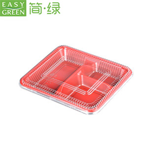 222x192mm PP 4 Compartment Food Tray , Disposable Take Out Food Containers