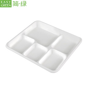 CT Series 5-com Rectangle White Pulp Food Tray
