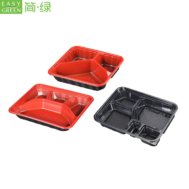 Disposable Plastic Bento Lunch Box For Microwavable PP With 3 Compartment