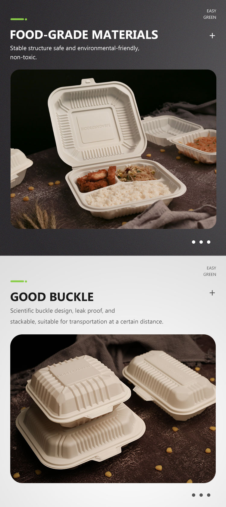 Disposable Eco Friendly Take Out Microwave Safe Cornstarch Food Containers