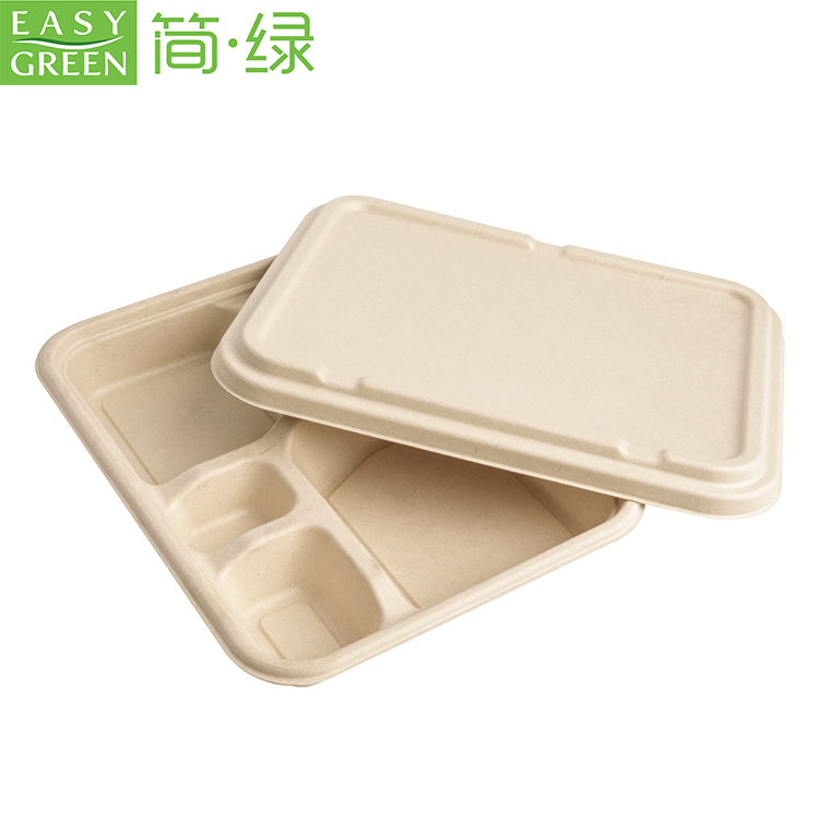 3 compartment biodegradable takeaway food box with lid - Buy