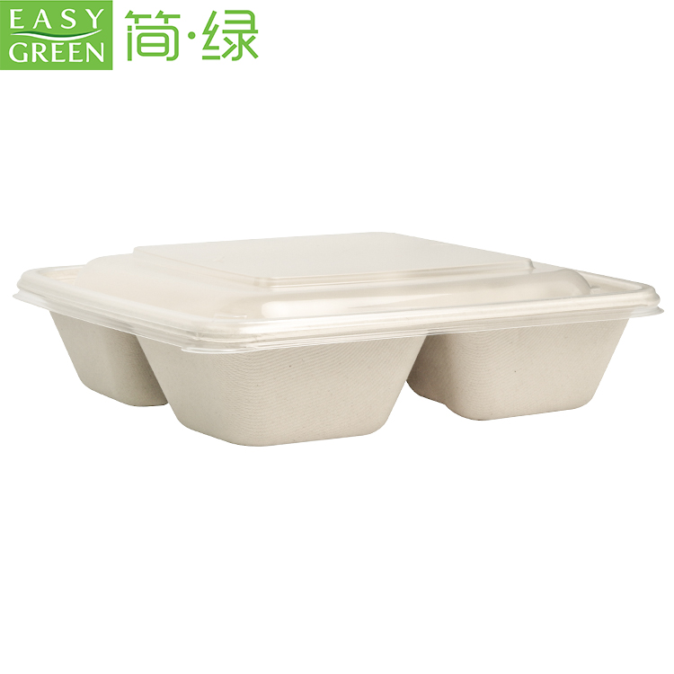 Bamboo Sugarcane Bagasse Container Bento Lunch Box Disposable