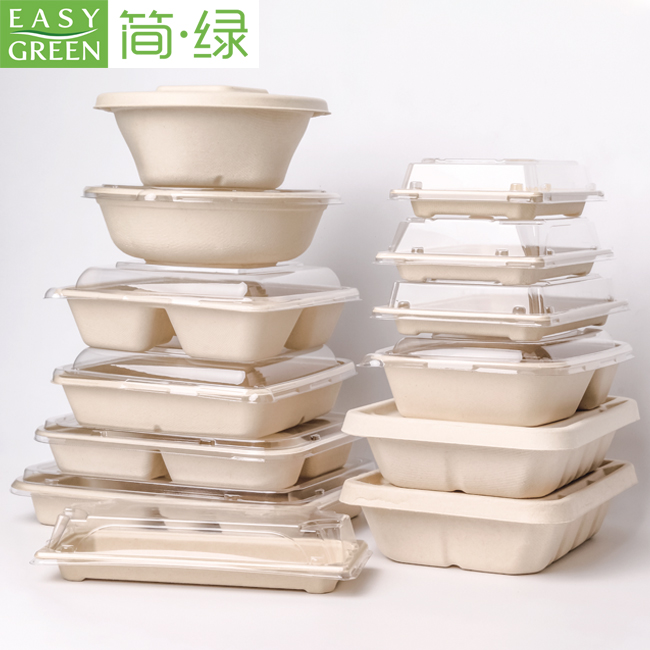 Easy Green Sugarcane Bagasse Pulp Disposable Lunch Box Biodegradable Food Packaging
