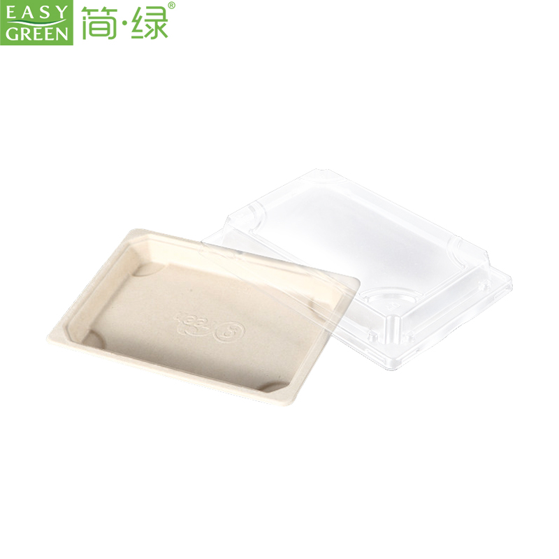 Disposable Container Biodegradable Food Packaging Boxes With Plastic Lid For Sushi