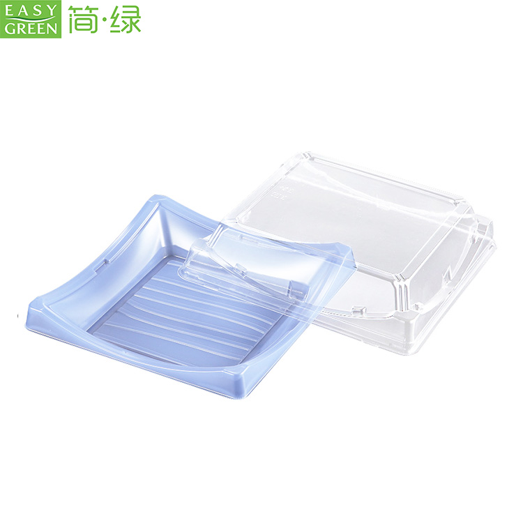 BF-40 Disposable Sushi Plastic Plates Japanese With Lid For Recycle PS