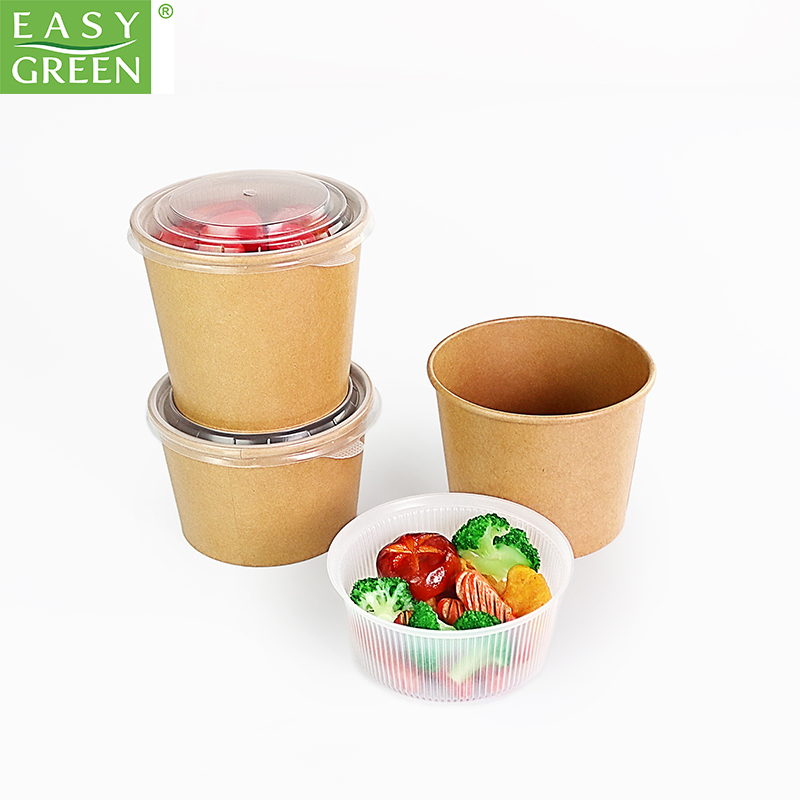 Food-Grade Kraft Paper Lunch Box with Lids and Inner Trays