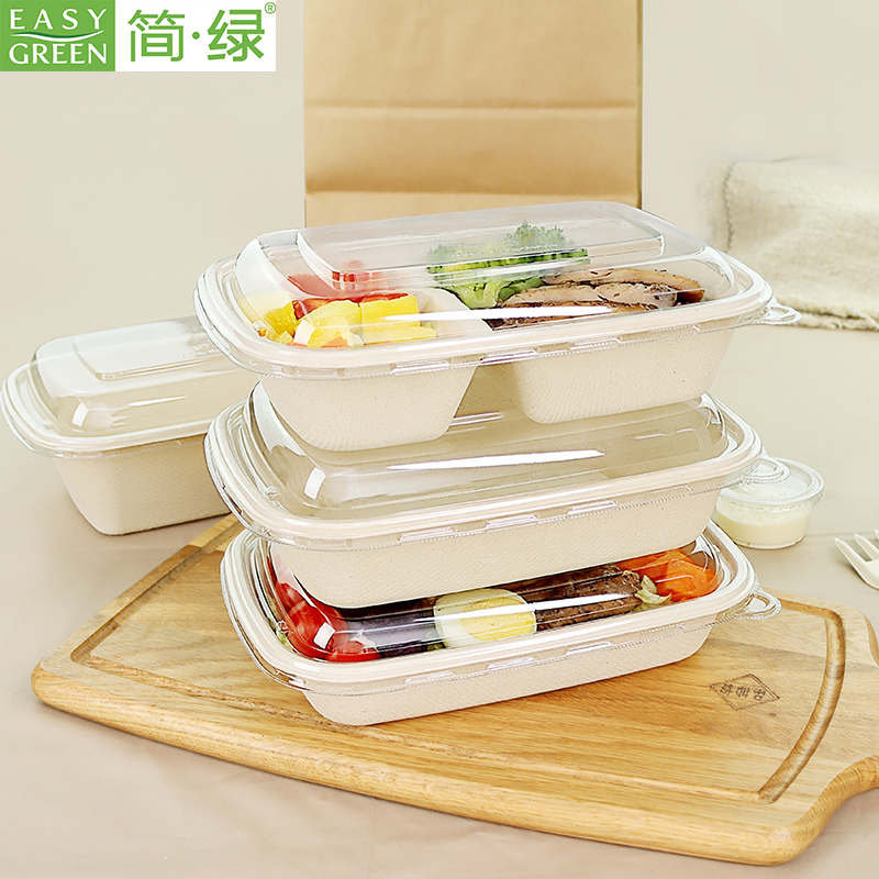 EG Series Rectangle Disposable Bagasse Takeout Food Container With Lid
