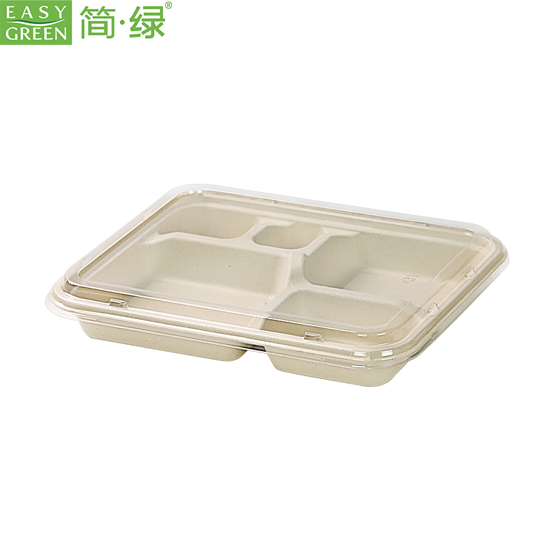 CJ3062 Compostable 5 Compartment Paper Plates with Lid
