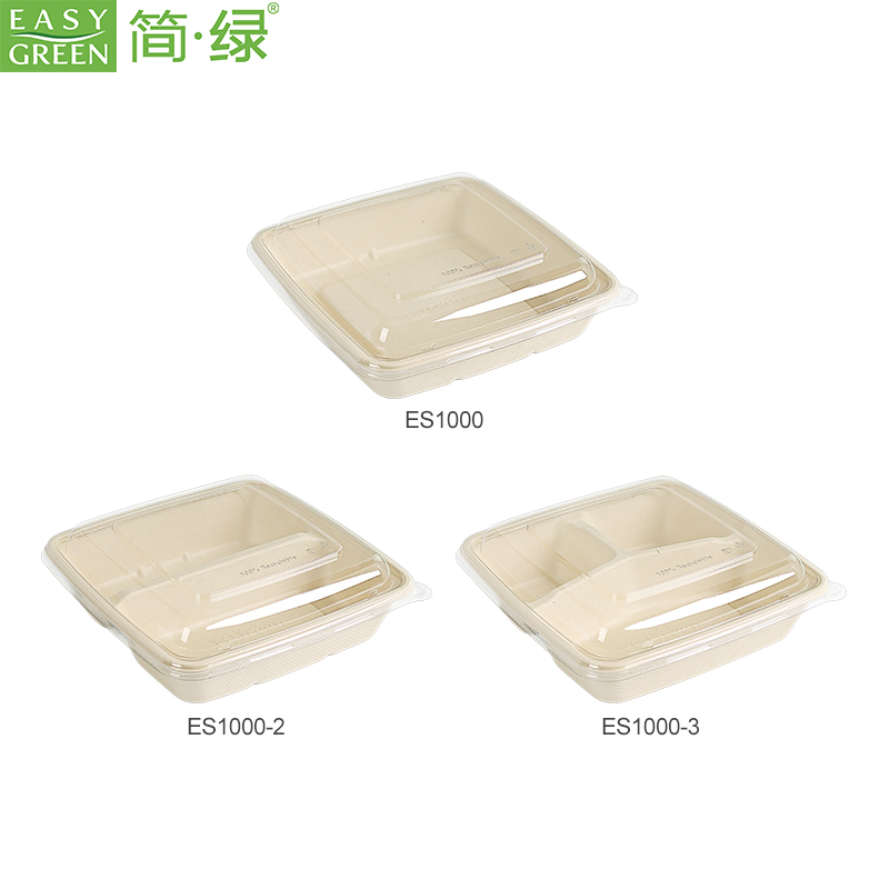 ES Series Square Disposable Bagasse Take Out Food Box