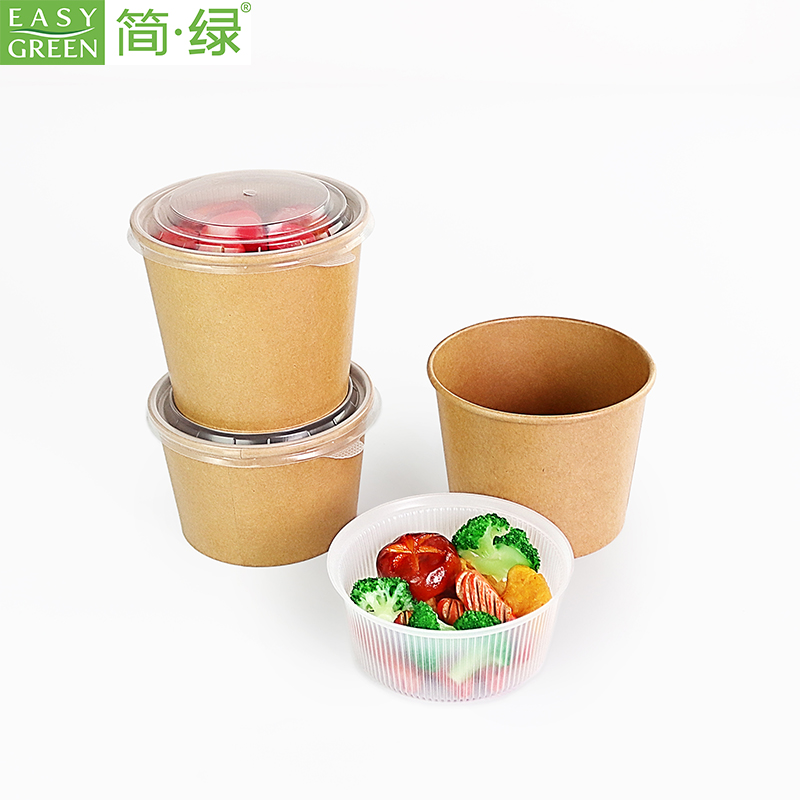 Food-Grade Kraft Paper Lunch Box with Lids and Inner Trays